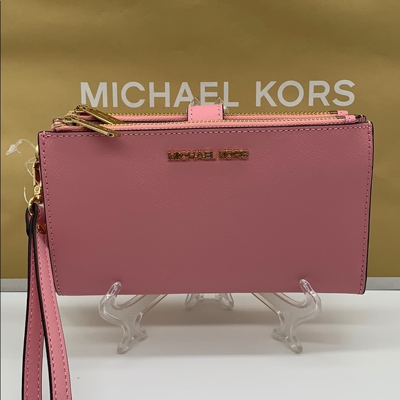 Michael Kors Handbags - MICHAEL KORS LG DOUBLE ZIP WRISTLET CARNATION